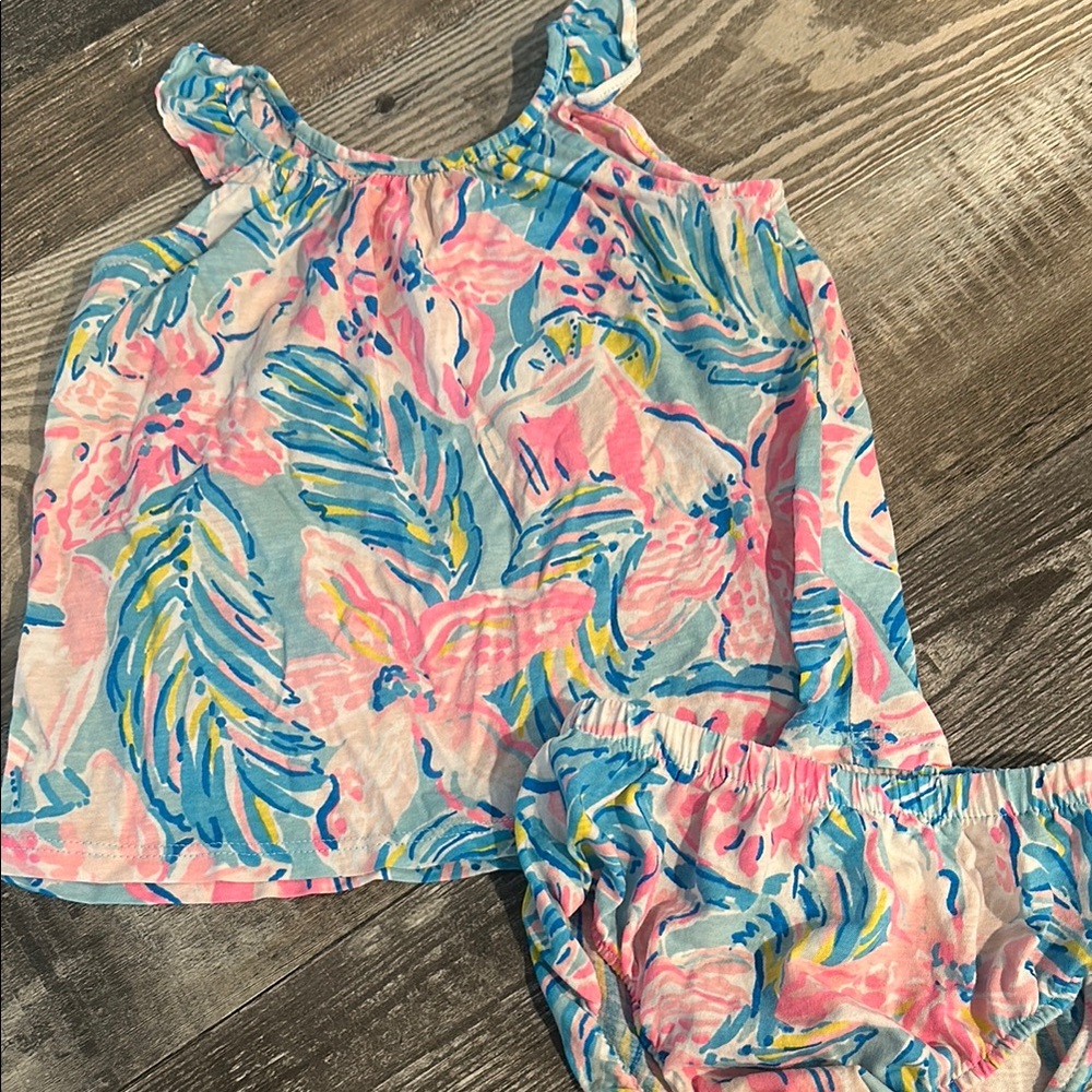 Colorful Tropical Print Baby Outfit